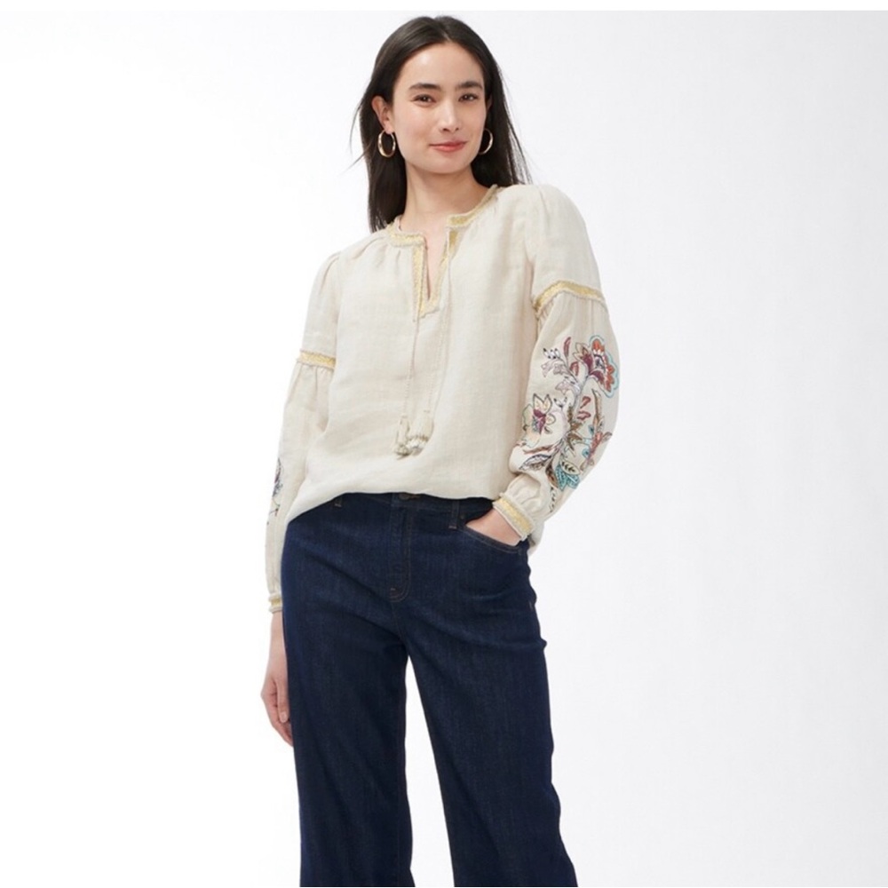 Chico's Linen Embroidered Boho Blouse - Tags